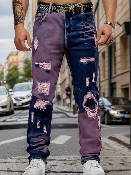 enkelstuk heren style blauwe casual comfortabele rechte spijkerbroek geschikt voor stadswandelingen en buitenactiviteiten