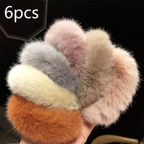 6pcs solid hair tie set autumn and winter easy hair additions suitable for autumn and winter matching