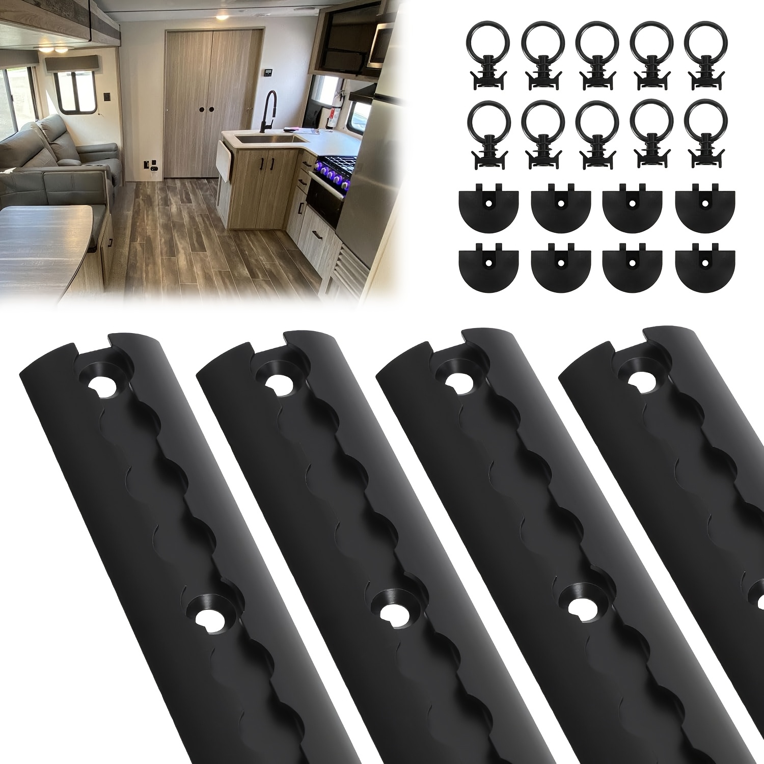 TEMU Trailer Fixed Rails, Rails For Cargo Container Rear Compartments, 4pcs × 1-meter Fixed Rails, Semi-circular Fixed Rail Set Including 10 Fixing