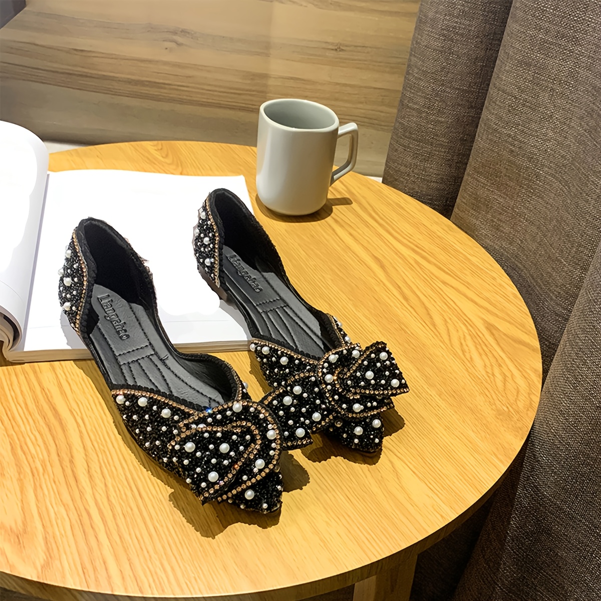 Pointed-toe Hammered Flat-soled Women's Autumn Shoes, Fashionable Casual Closed-toe Hollow Back-strapped Shoes, Women Shoes