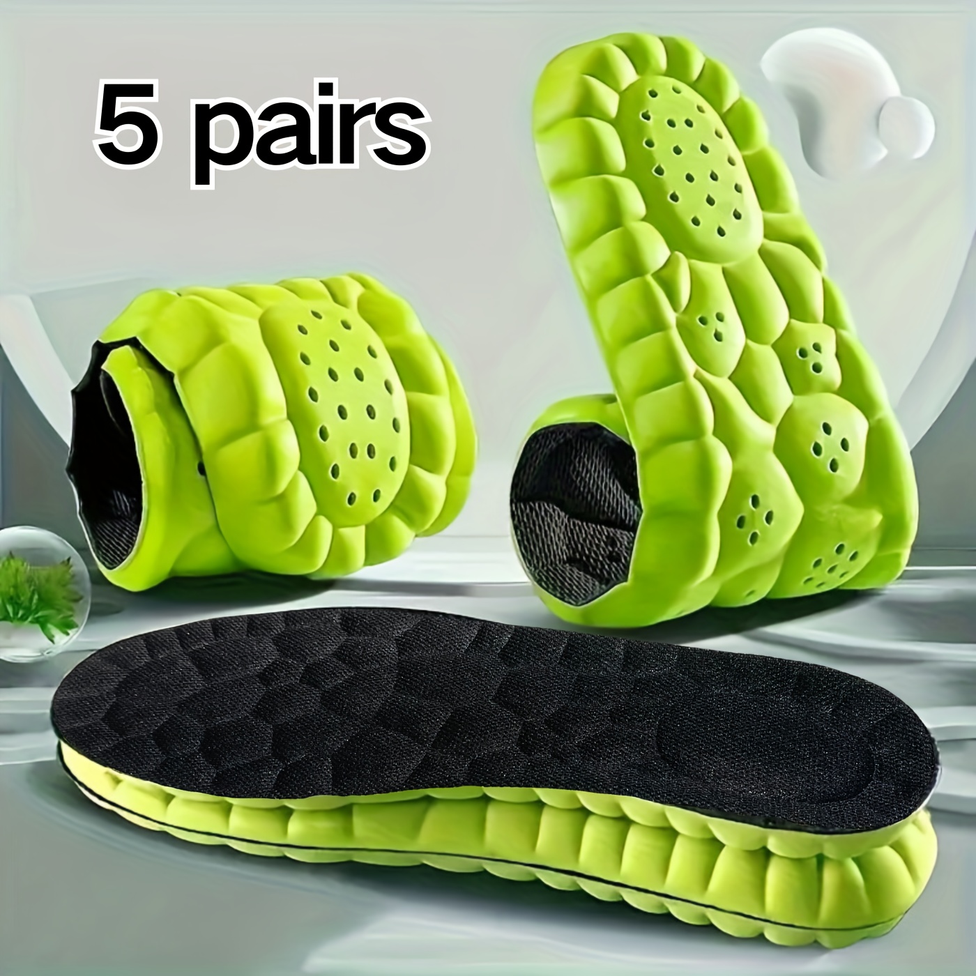 

5 Pairs Of Breathable High Shock-absorbing Sports Insoles, Suitable For Men And Women