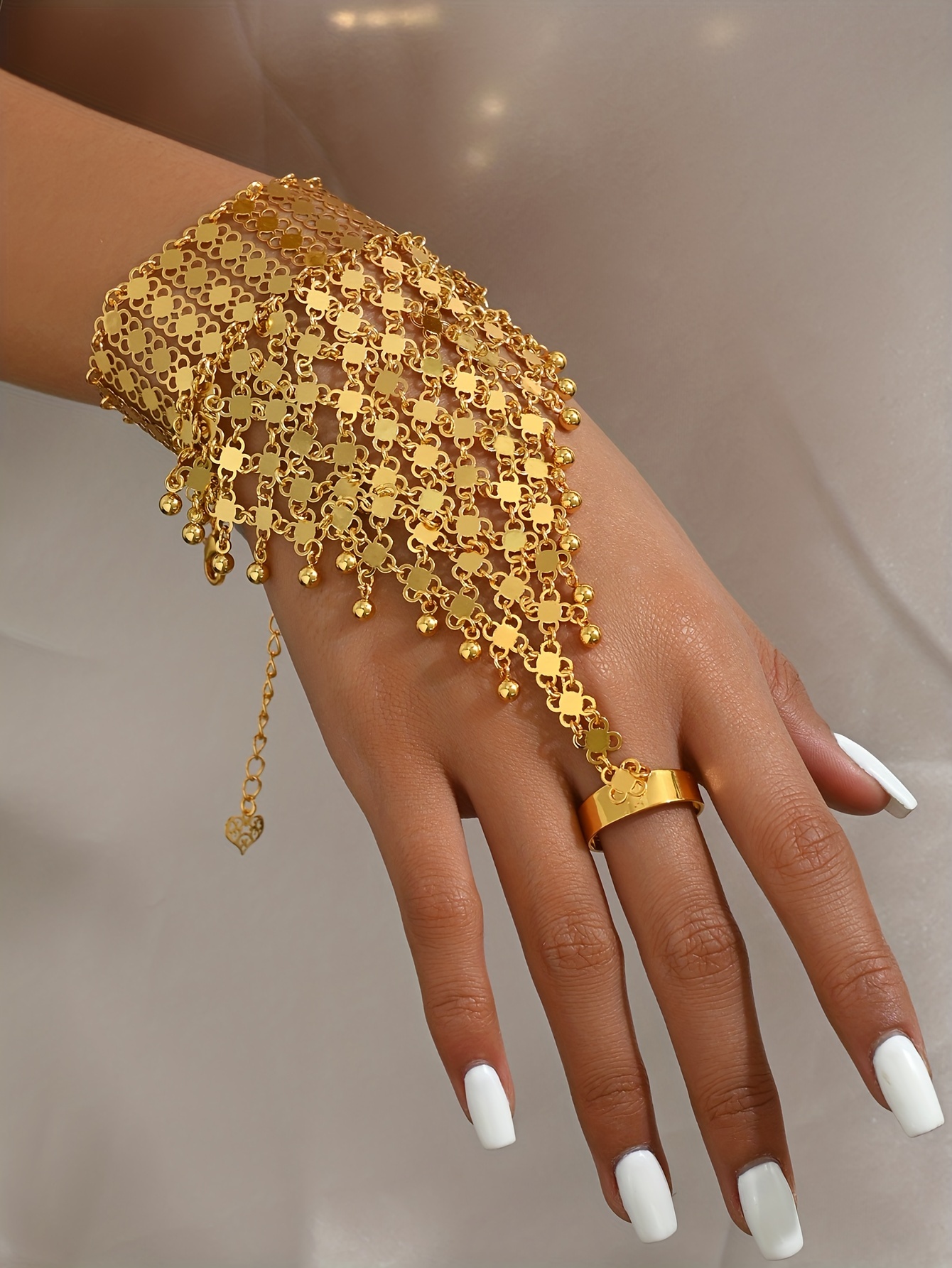 elegant vintage inspired floral finger bracelet perfect for weddings banquets all season wear flower bracelet details 0