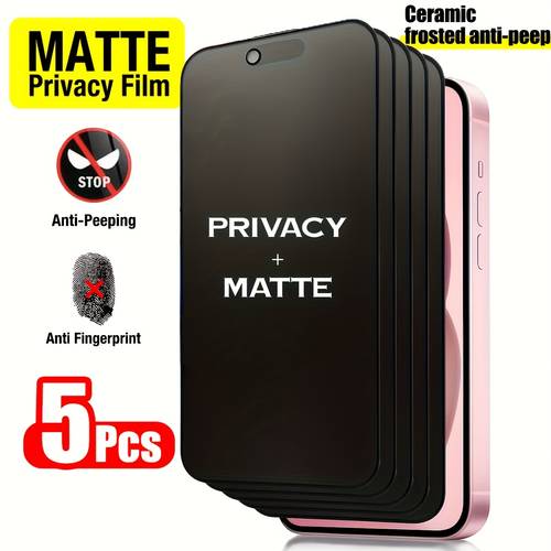 5 pack full coverage matte privacy screen protector with anti upgrade anti drop anti scratch compatible with iphone 17 pro max 17 air 16 pro plus 15 pro max 14 13 12 11 xs