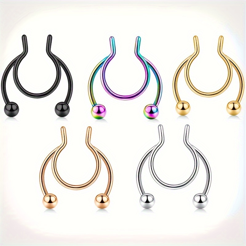 

5 Pieces Of Stainless Steel Fashion Nose Clips Suitable For Couples To Wear Daily