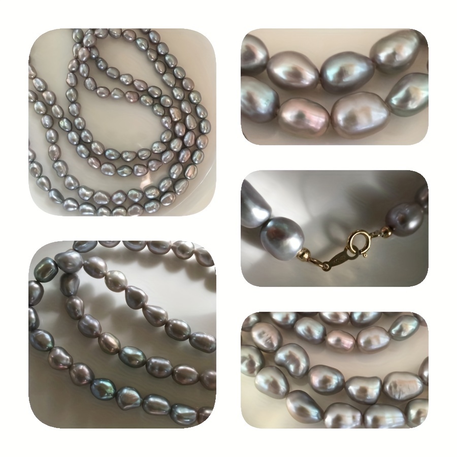 mysoya   handmade natural gray freshwater baroque pearl long necklace 7 8mm gift box included unisex jewelry     parties birthdays anniversaries thanksgiving christmas new year valentines day bohemian style   birthstone no plating no setting     accessory details 0