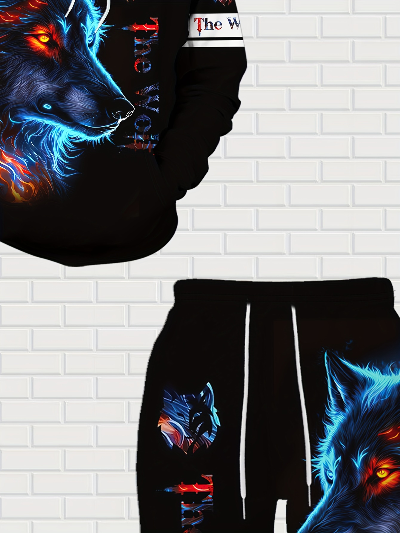 blue red two tone pupil wolf pattern stylish comfortable - Temu