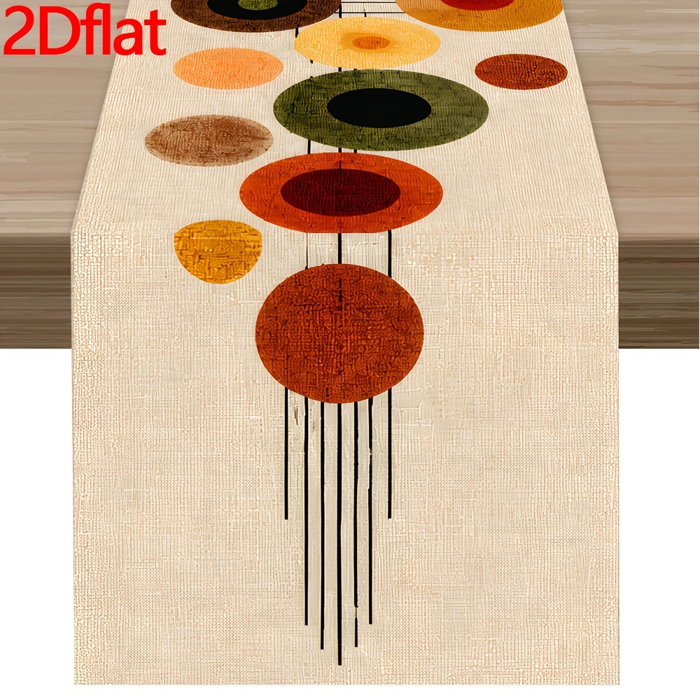 TEMU 1pc, Chemin de table à motif géométrique orange-doré à pois, Chemin de table tendance toutes saisons, Chemin de table d'hiver chaud et