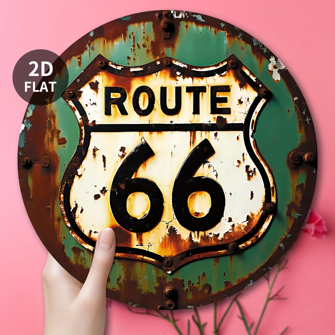 Image of 2d Flat, 1pc Vintage Round Wall Sign - Rustic Metallic Decorative Plaque With Black Numbers, Classic Retro Style For Home, Room, Or Outdoor Decor, Metal Wall Art Decor