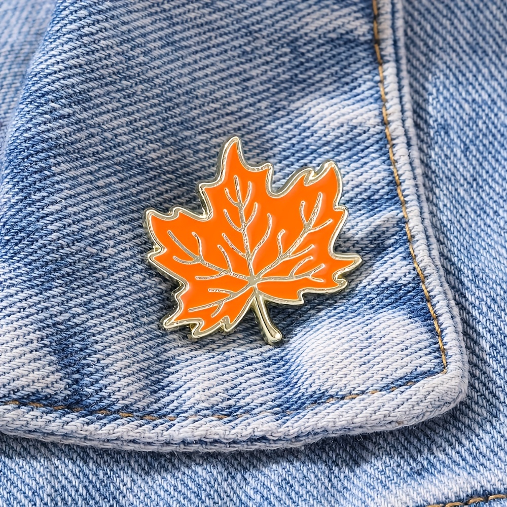 TEMU Épingles à cheveux en émail feuilles d'érable, badges décoratifs tendance, ornements, badges de pochette, cadeaux
