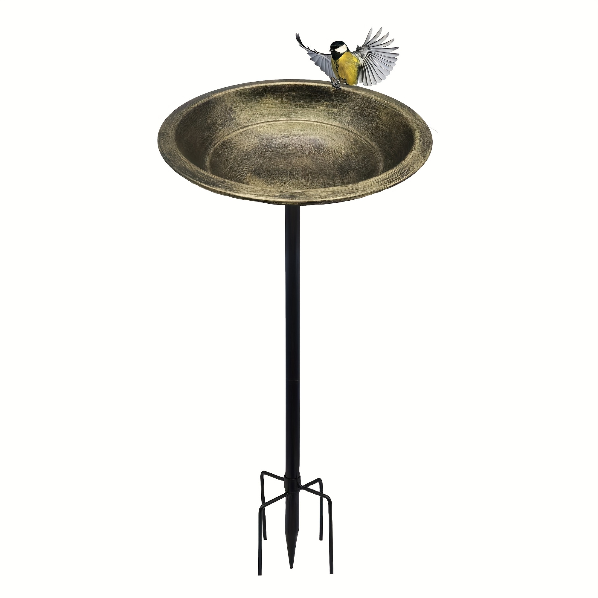 TEMU 1pc Metal Bird Bath, Freestanding Garden Stake Birdbath, Outdoor Bird Feeder For Wild Birds, Porch Yard Decorative Water Bowl