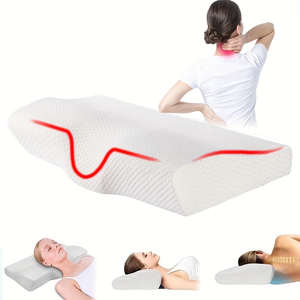White Pillow Sleep Orthopaedic Cervical For Head Neck Back Support, Minimalist Pillow, Memory Foam Pillow, Office Workers