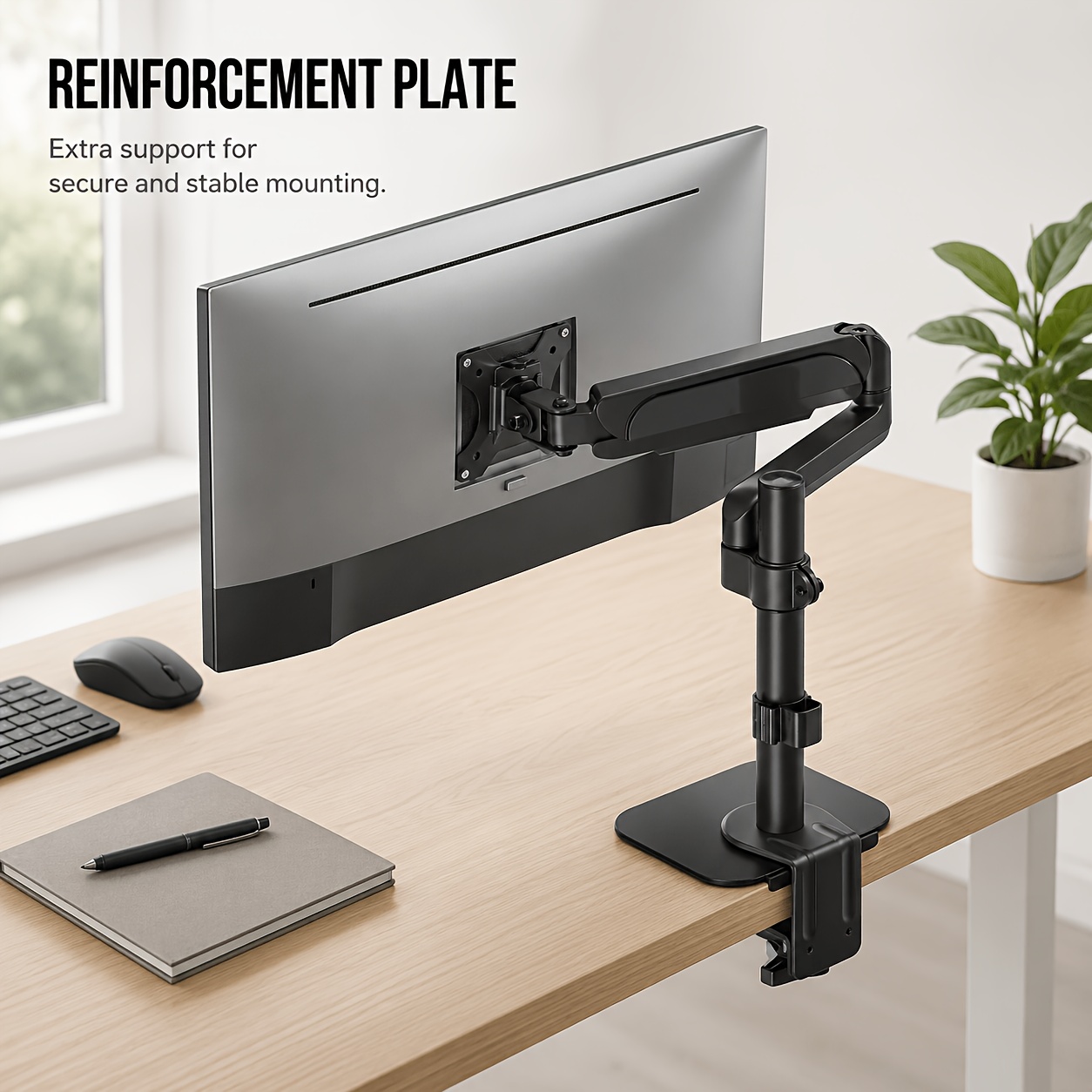 imagen del artículo placa de acero   para protector de escritorio 2 tamaños 1.2mm anti-grietas base de soporte   ajustable con   brazo de monitor soporte mesa de madera   computadora pantalla parte de montaje