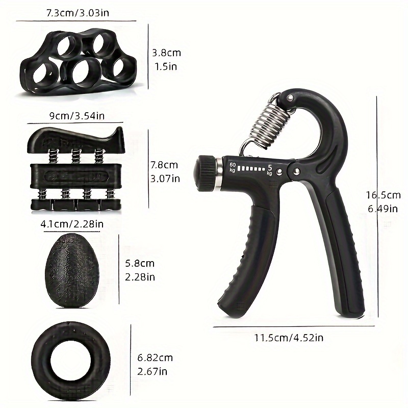 5pcs Adjustable Grip Strength Trainers Kit, Includes Forearm Strengthener, Adjustable Fingers Exerciser, Fingers Stretching Band, Grip Ring, Fingers Exercise Ball, For Resistance & Strength Training