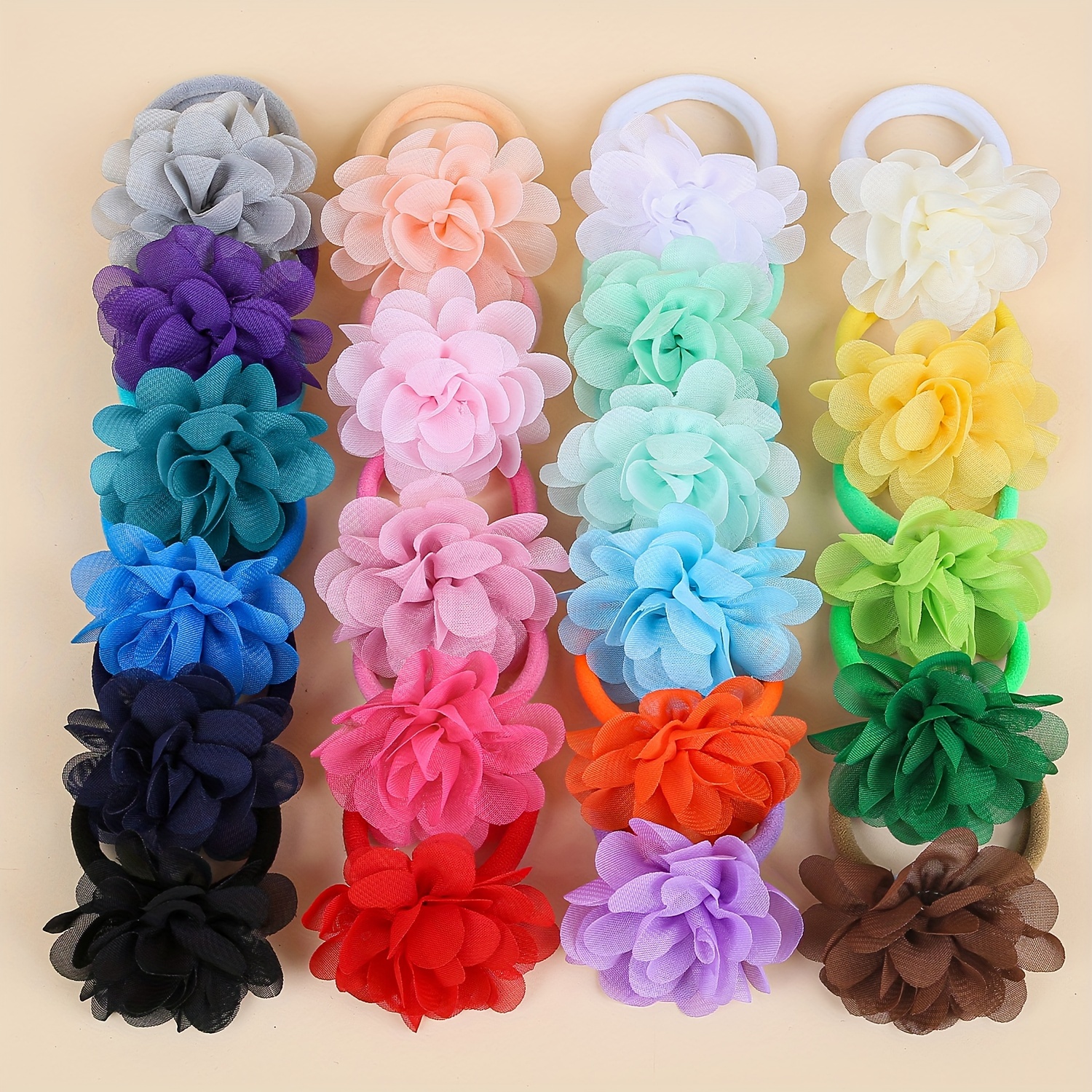 

11pcs Chiffon Flower Hair Ties Set - Cute & Simple Elastic Ponytail Holders For Women And Girls, Perfect For Back To School