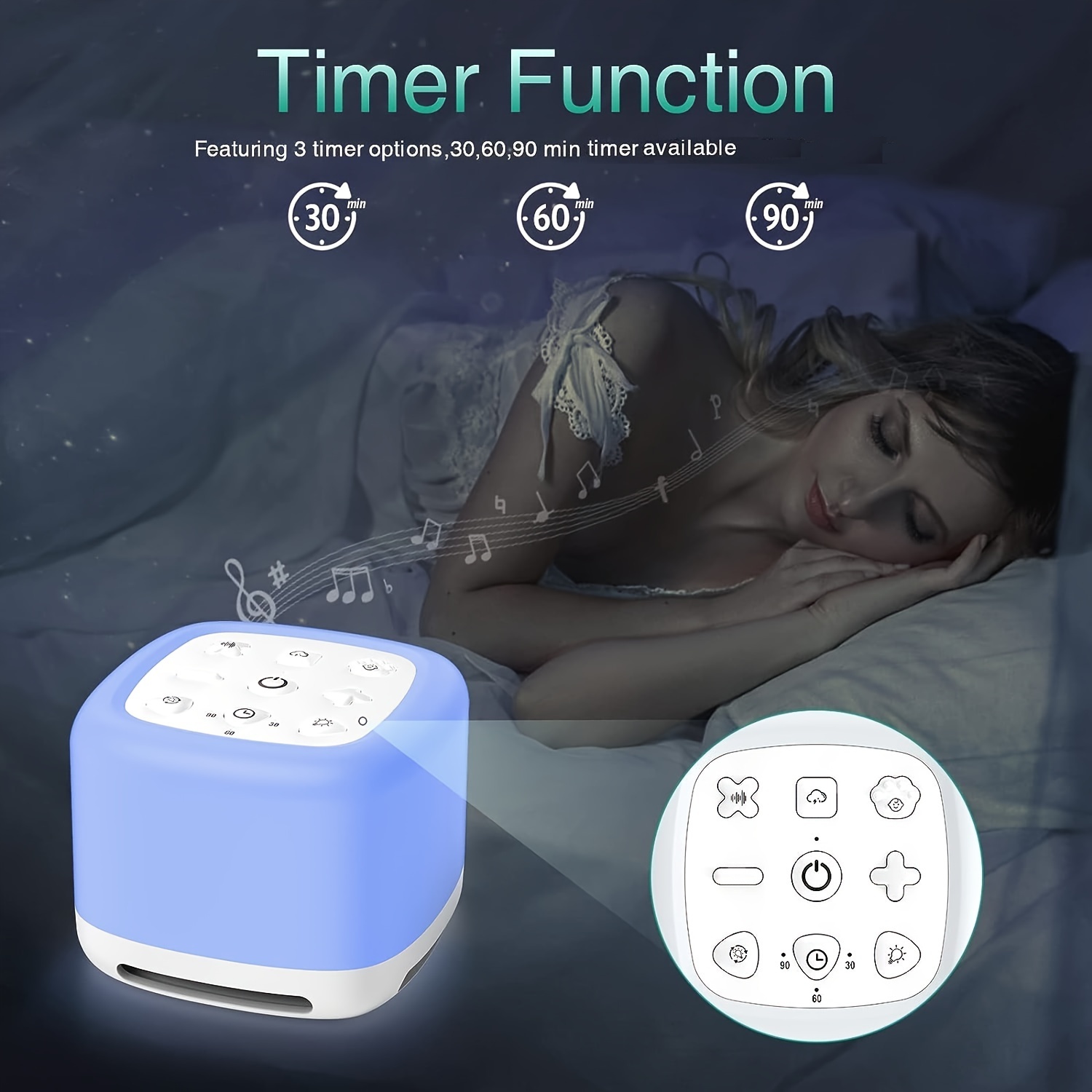 rechargeable portable sleep sound machine   night light wireless speaker 40   white noise sound machine details 3