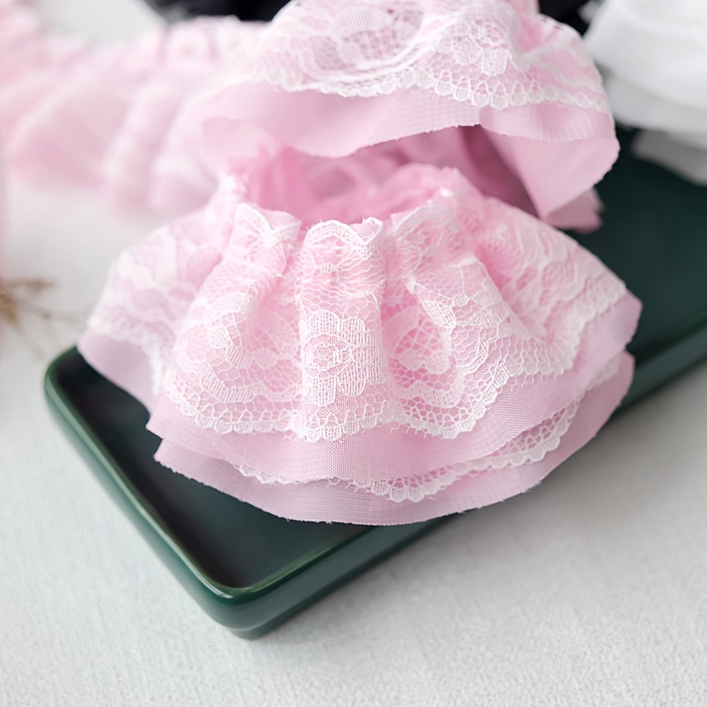 Image of 2-yard Double-layer Lace In And White With Trim, For Garment And Home Decoration Edging Accessories