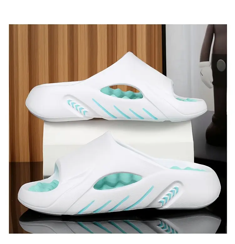 unisex 1 pair eva slides for women 2024 fashionable massage insole slippers non slip odor resistant indoor outdoor beach strap sandals solid color Product details 11