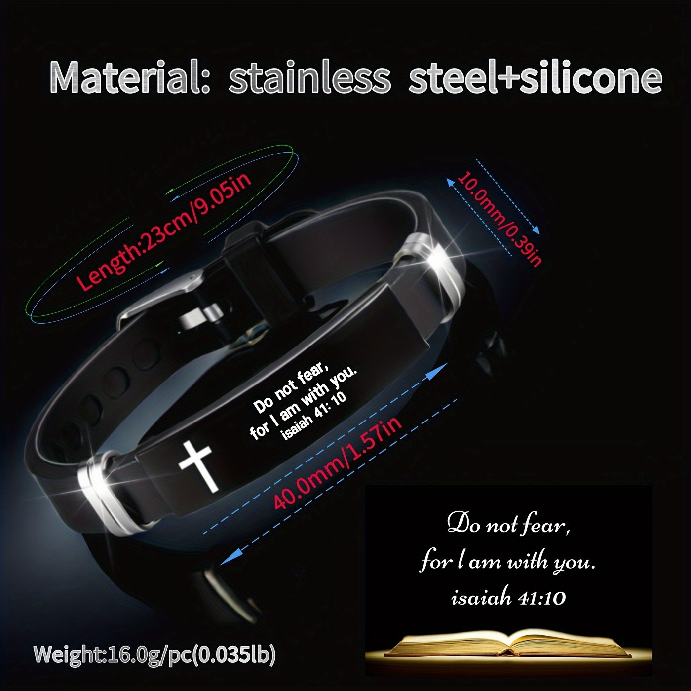 Men's Christian Scripture Bracelet Stainless Steel
