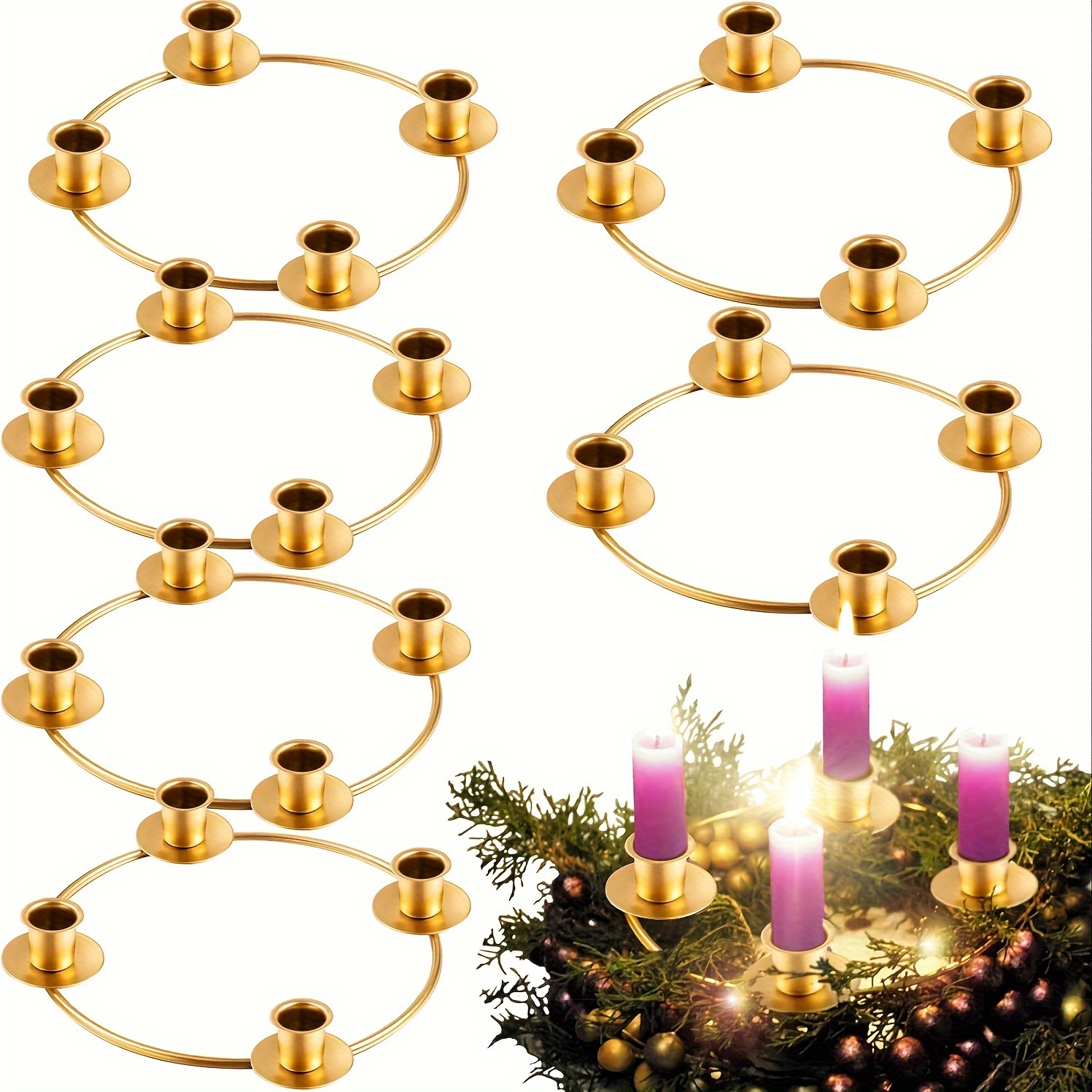 

6 Christmas Wreath - Gold Metal For