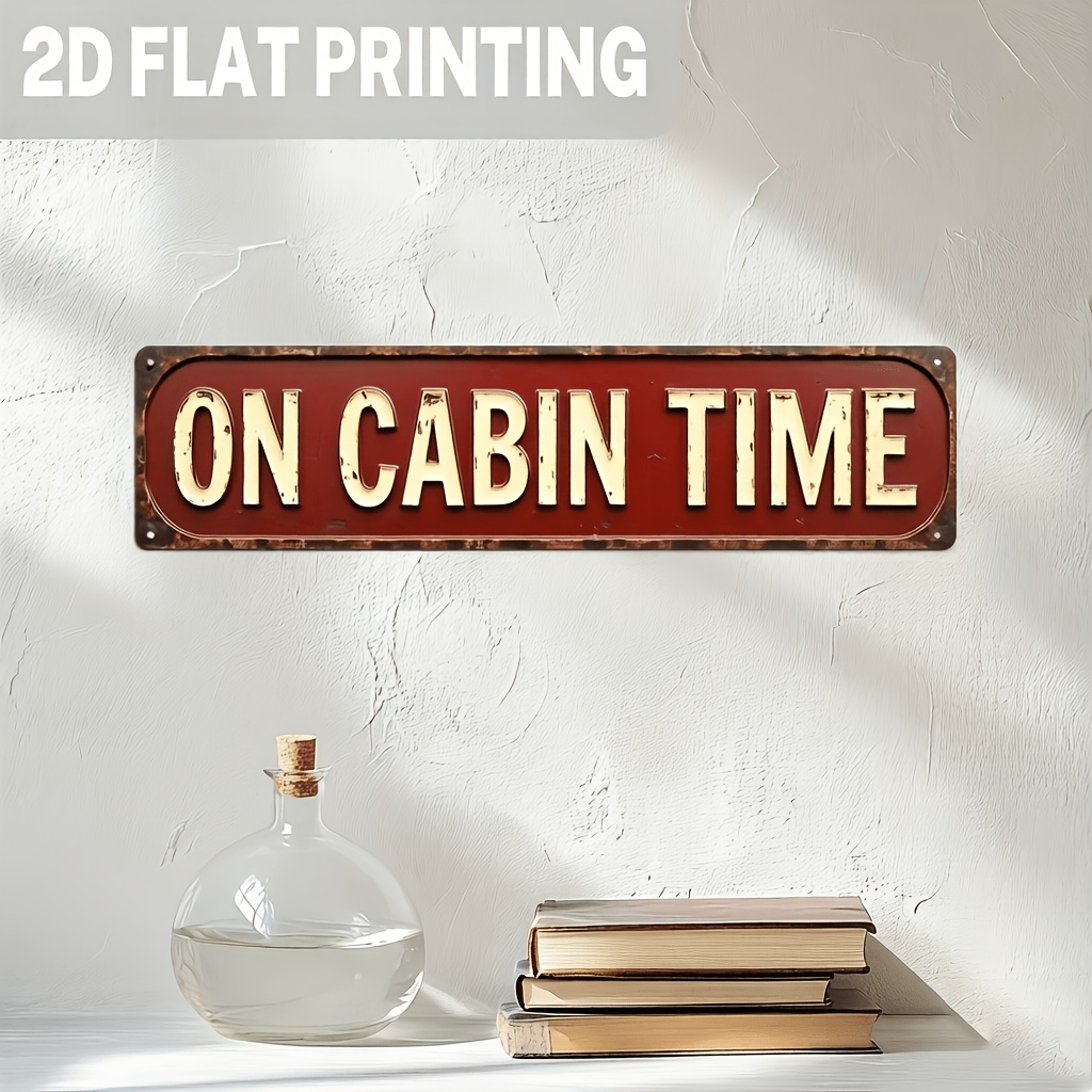 TEMU 2d Flat, 1pc Vintage Style "on Cabin Time" Wooden Wall Sign - Rustic Farmhouse Decor, 3. 15.74 Inches Indoor/outdoor Durable Hanging Plaque,