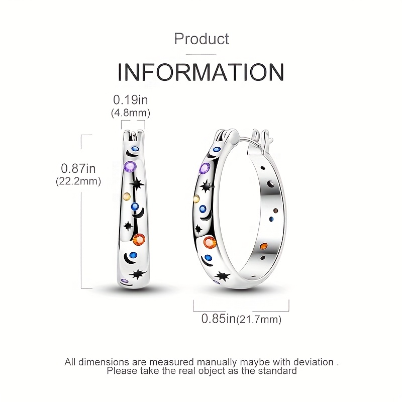 925 Sterling Silver Starry Sky Hoop Earring