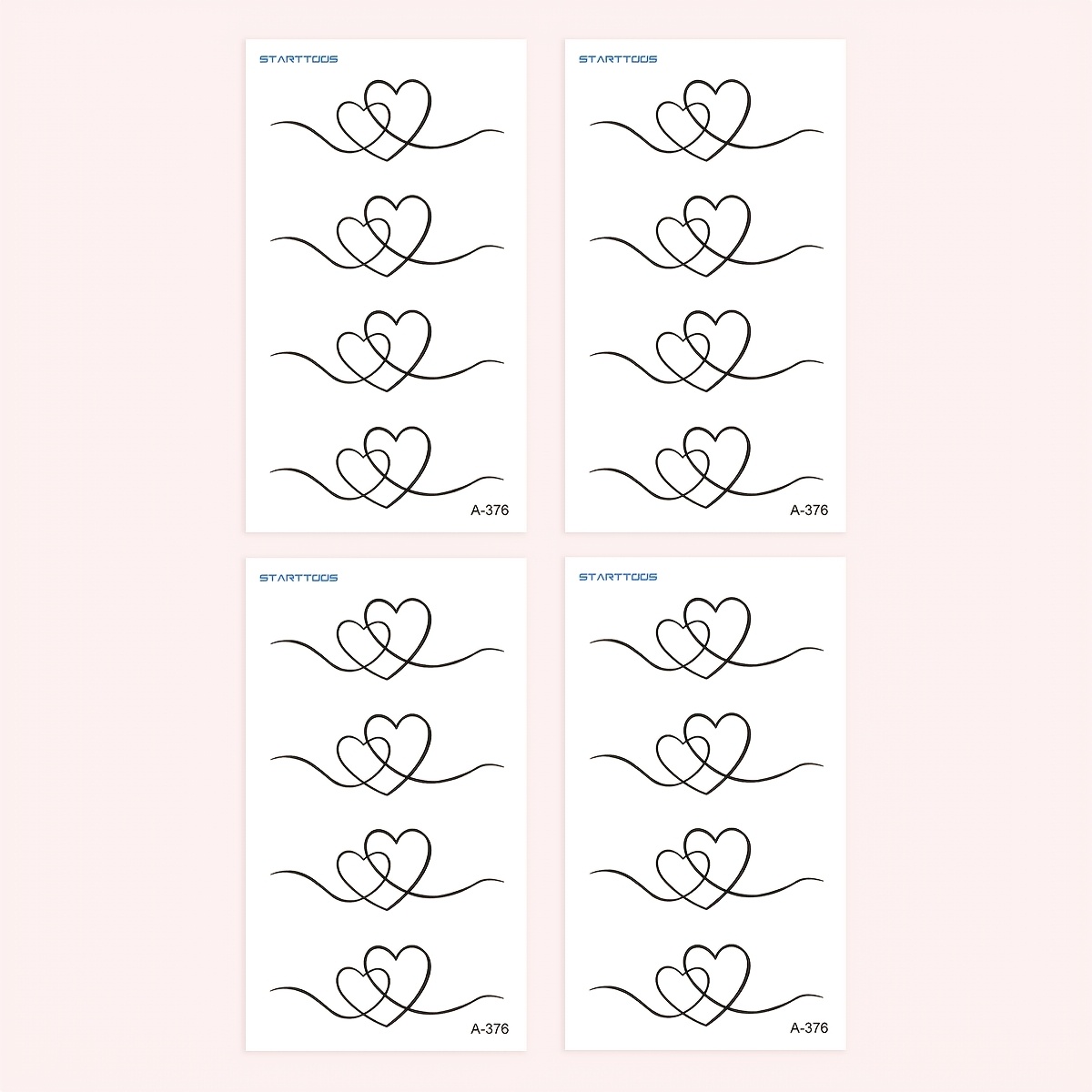 Image of 4pcs Set Simple Romantic Couple Temporary Tattoos, Valentine's Day Festival Tattoos, Waterproof Temporary Tattoo Stickers For Wrist, Shoulder, Neck, Collarbone, And Body