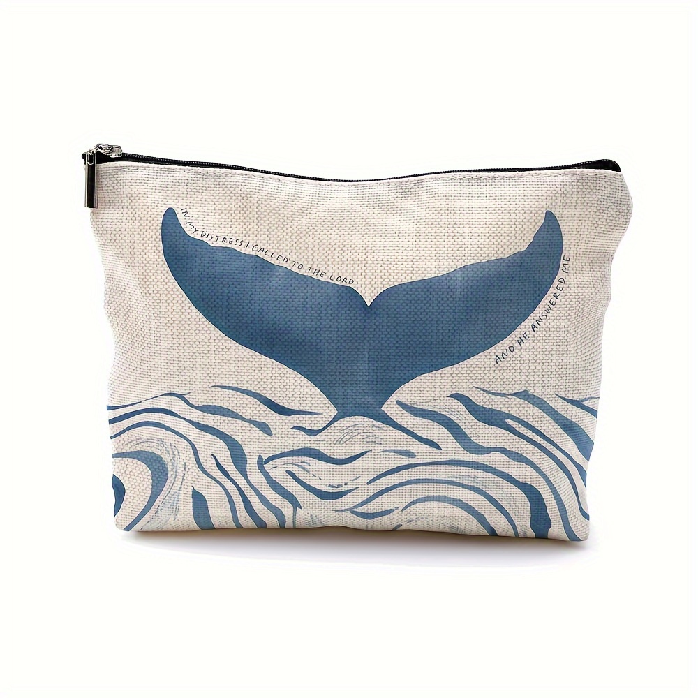 

Polyester Makeup Bag - Christian Inspirational Ocean Themed Cosmetic Pouch For Women 14+ - Multipurpose Zippered Toiletry Organizer With Double-sided Print - Ideal Beach Accessory & Gift