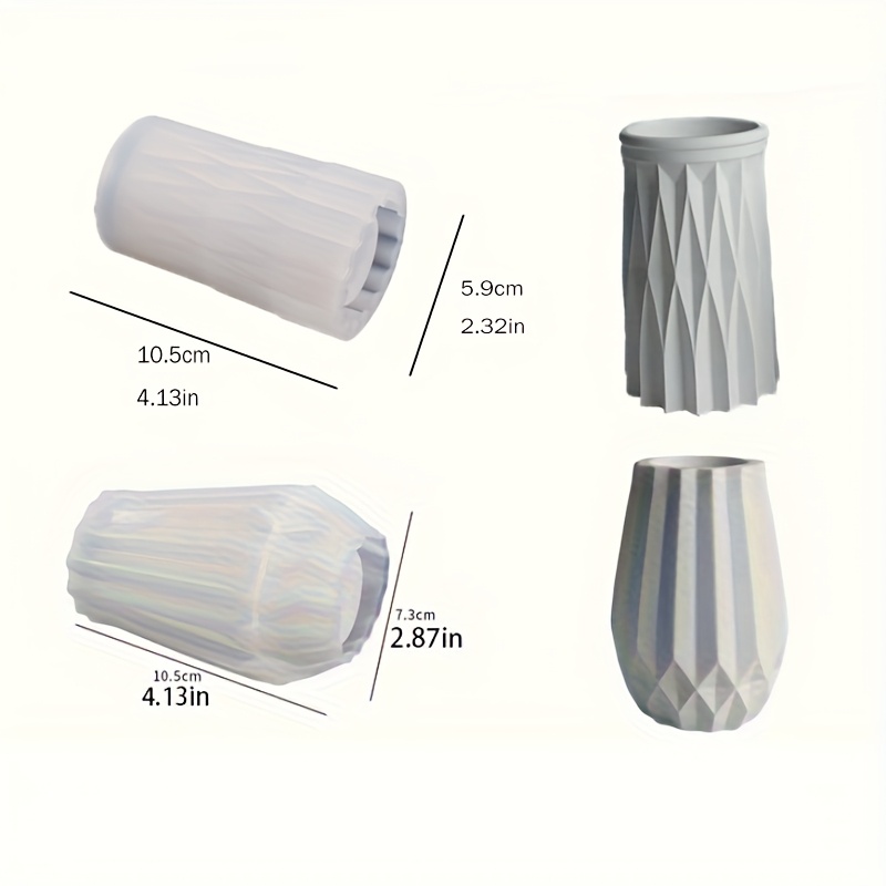 E-shop Zweiteiliges Vasen-Silikonform-Set - Geometrische Origami-Vasenformen, Gips-Harzformen, Handgemachte Blumentopf, DIY-Gips-Zementornamente,