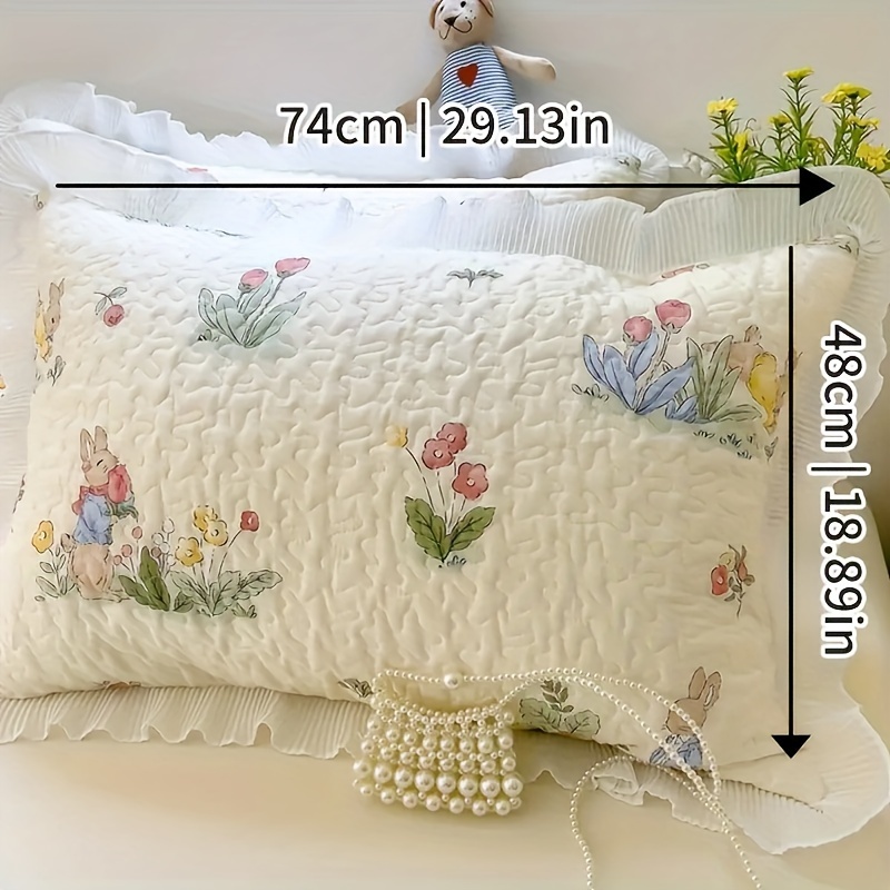Fresh Lace Edge Single Pillowcase Floral Print Single Double Student Pillowcase