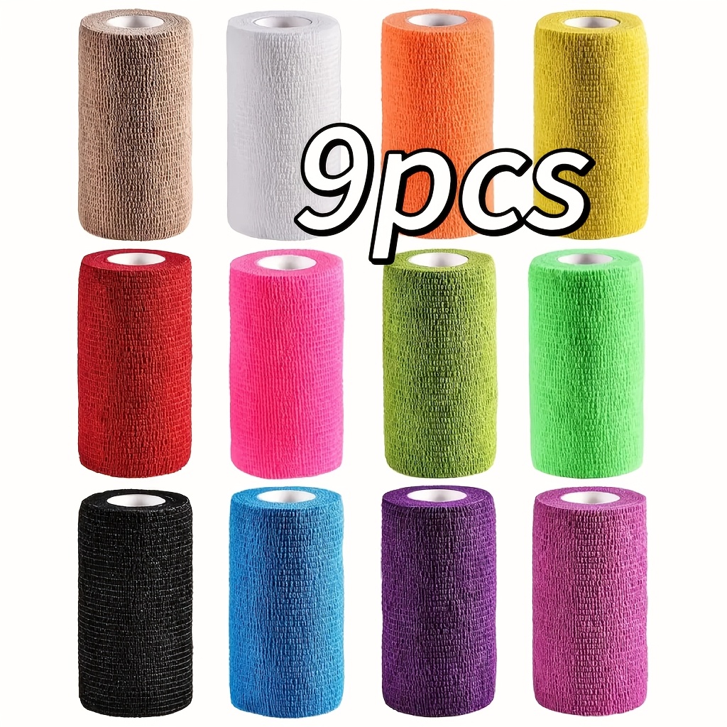 9pcs Self-adhesive Elastic , Pet Cat Breathable Tape, Durable Self-adhesive Athletic 7.5cm/2.98in Bandage
