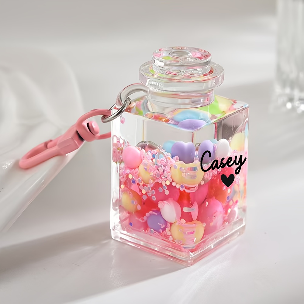 TEMU A Customized Flowing Sand Bottle With Creative Colored Beads, Oil-filled Bottle Pendant, Acrylic Keychain Charm, And Small Bag Accessory, Custom