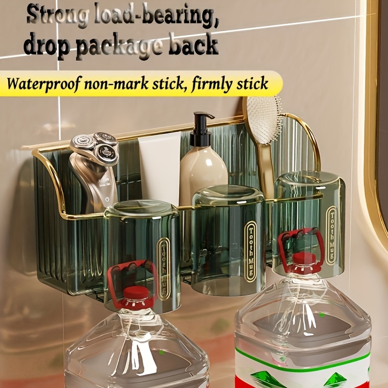 

-saving -mounted Toothbrush & Cup -in Toothpaste Dispenser - 2/3 Bathroom Organizer For Brushes, &