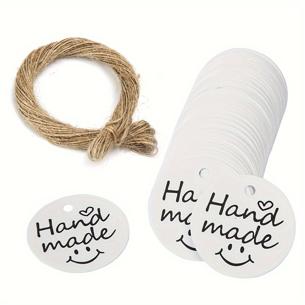 100 PCS Handmade Tags Kraft Paper Hang Tags 1.7'' Round Tags Craft