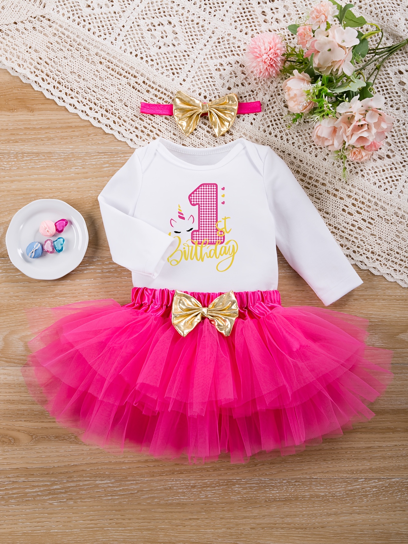 Baby Girl Birthday Dress Year Flower Girl Lace Bowknot Tutu