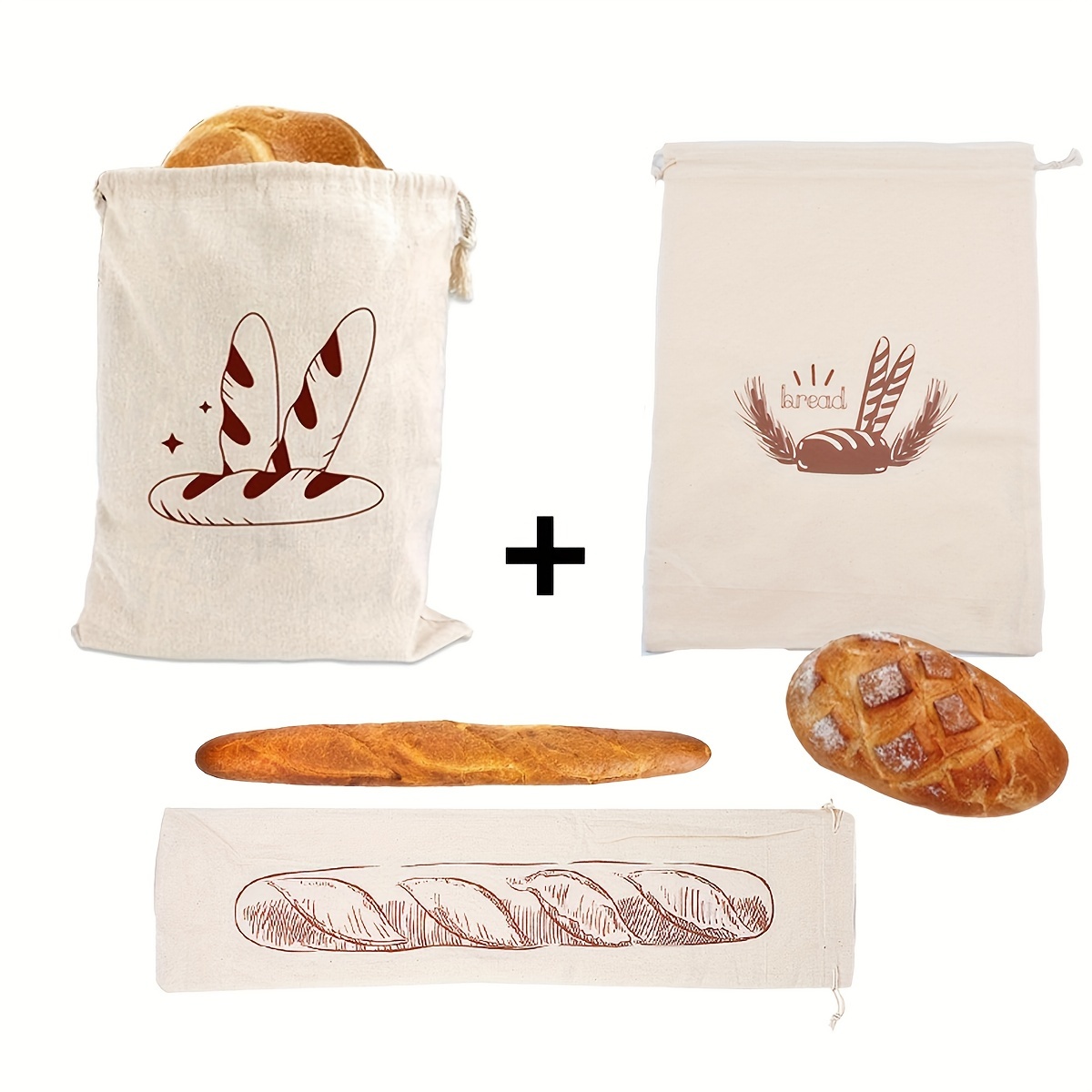 2/3pcs Bread Bags Linen Bread Bags For Homemade Bread Container Unbleached Bread Storage, Natural Large Storage For