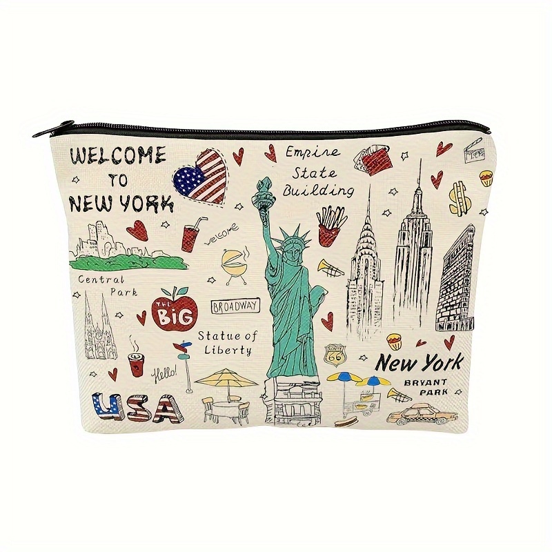 

Girls & Women Cute New York Souvenir Zipper Pouch, Travel Cosmetic Bag, Hand Bag Makeup Purse
