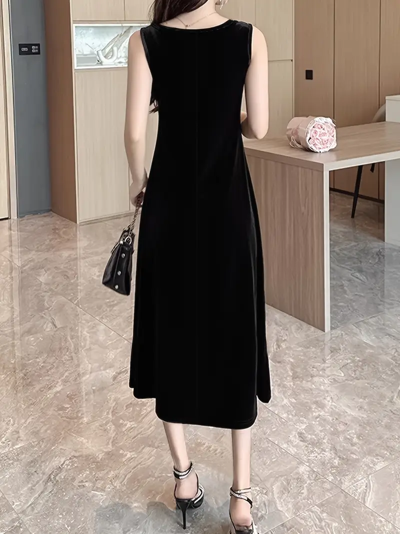 womens elegant solid color velvet dress sleeveless a line - Temu United Arab Emirates womens elegant solid color velvet dress sleeveless a line - Temu United Arab Emirates