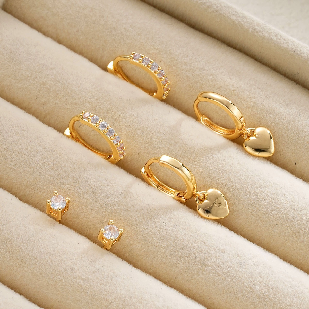 TEMU Juego de 6 pendientes colgantes de moda para mujer, estilo japonés/coreano simple, con tachuelas de sintético de , para uso diario, citas,