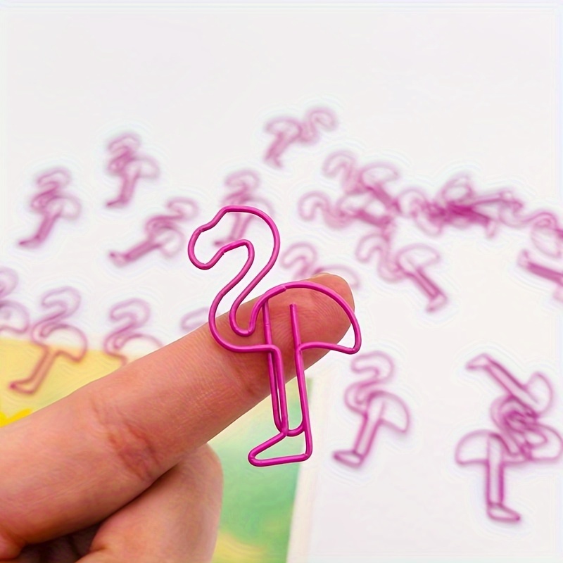 

24/48pcs Pink Flamingo Shaped Paper Clips Creative Animal Shaped Binder Clips Planner Accessories Document Clip