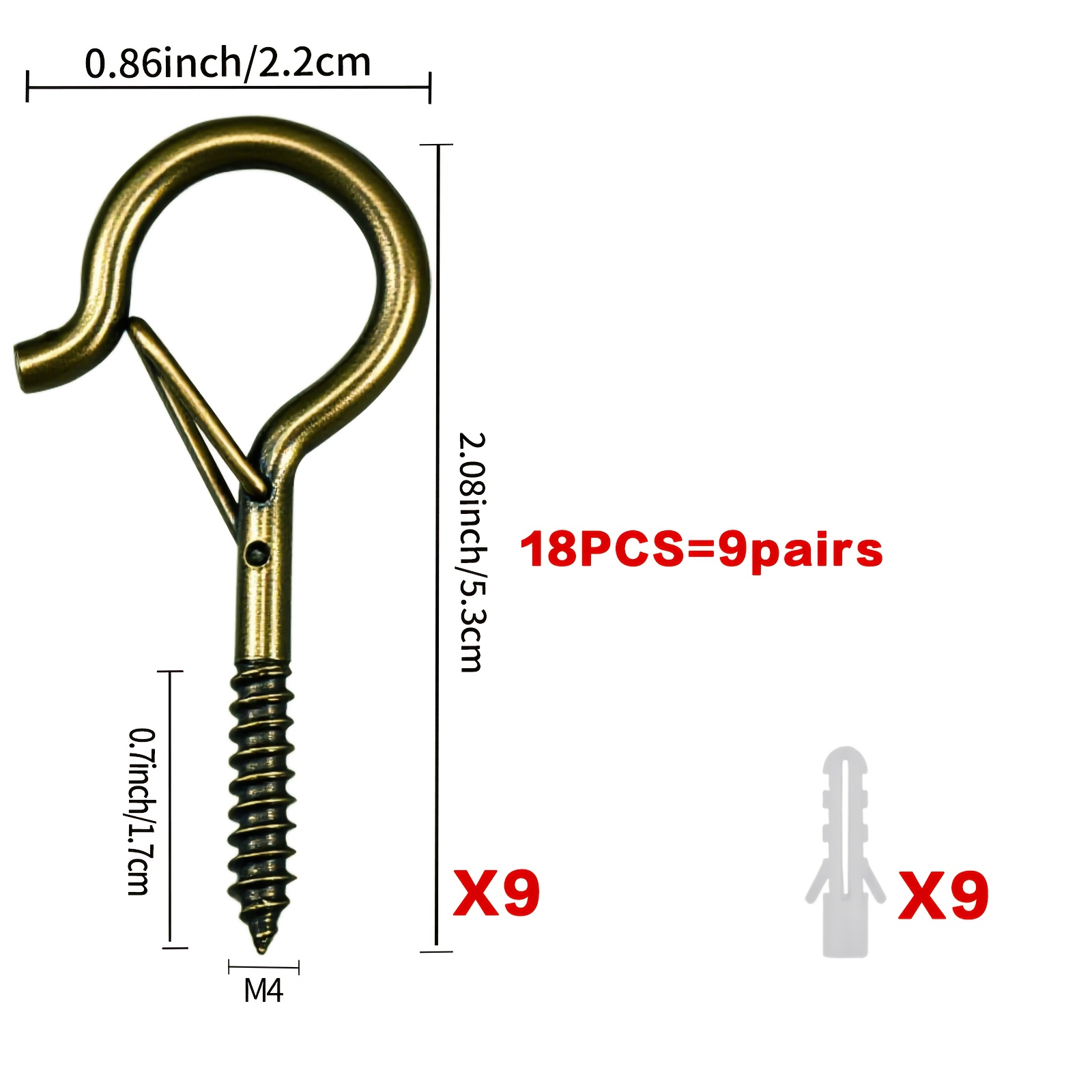 TEMU 18/62/102 ganchos de tornillo tipo de seguridad, ganchos , adecuados para colgar luces de de Halloween al /cuernavacas/comederos para