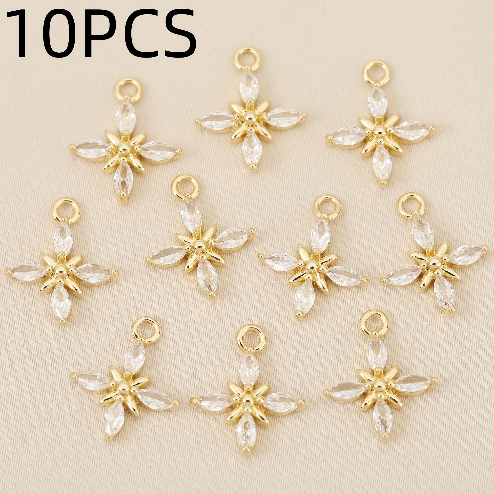 TEMU 10pcs, - Incrustée en Cuivre - Pendentif Chaîne Croix de Luxe , Pendentif - Pendentif Mode Unisexe, Convient pour Collier, Bijou d'Oreille,