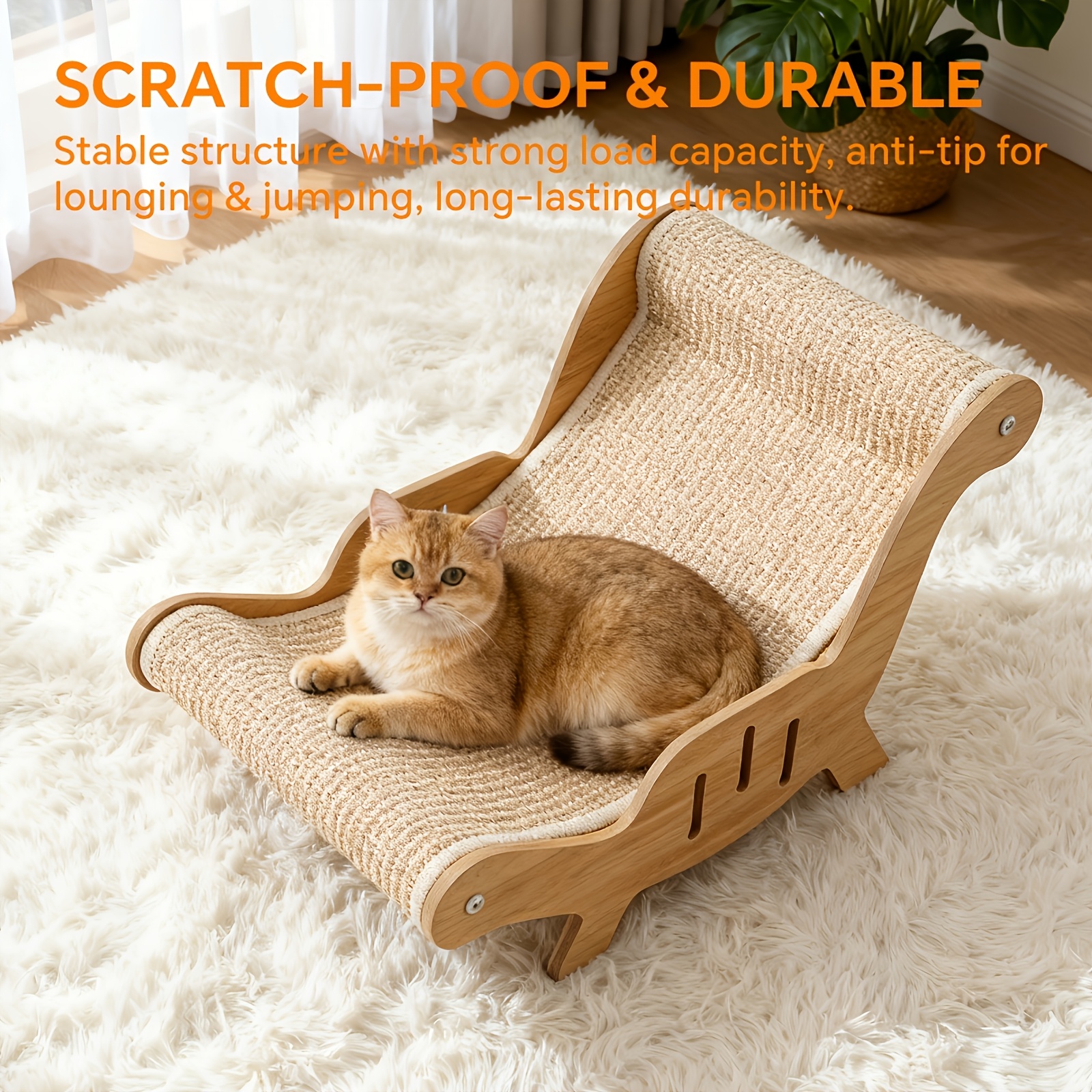 2in1 Natural Sisal Cat Scratcher & Lounge Chair.No Shedding, Breathable & Ultra Durable.Oversized Sofa Design with Scratch Resistant And Long Lasting Performanc.ideal for Scratching, Napping & Playing.Season-proof, Multi-functional Cat Bed.