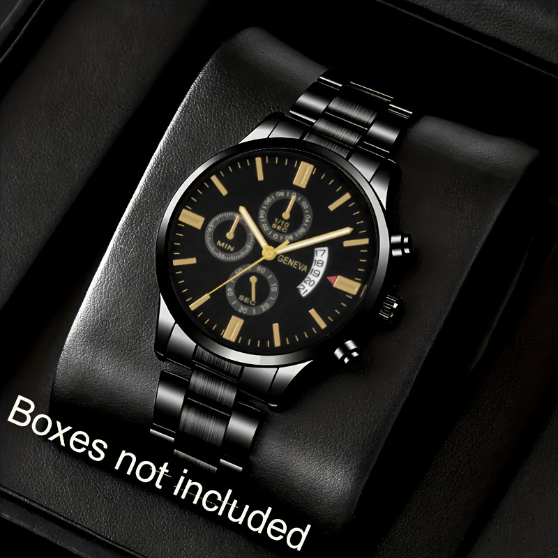 

Men's Business Leisure Quartz Watch Golden Fashion Creative Date Dial Analog Stainless Steel Band Wrist Watch