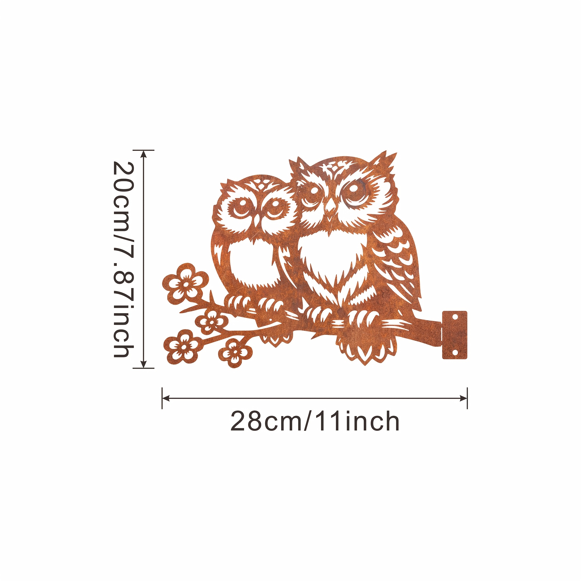 Image of Metal Owl Sculpture Outdoor Decor, Rusty Owl Sculpture Decoration, Rusty Metal Owl Garden Tree Decoration, Yard, Garden, Patio Or Branch Decoration, Tree, Fence Or Wall Decoration.