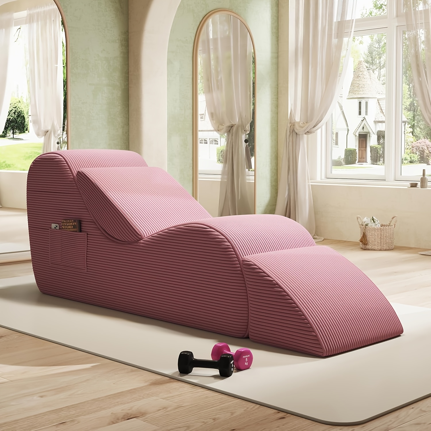 Sleek Chaise Lounge, Living Room Sofa for Yoga - for Stretching, Relaxation, Exercise, Features High-Quality Sponge Filling