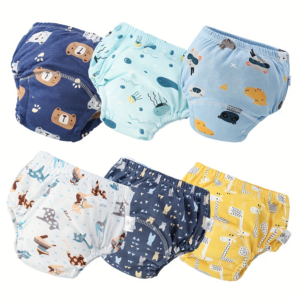 

6pcs Soft Cotton Potty Training Pants For Toddlers 0-3 Years - Washable, Reusable & Absorbent With Extra Front/back Padding - Ideal Gift For Holidays Potties For Toddlers Pocket Cloth Diapers