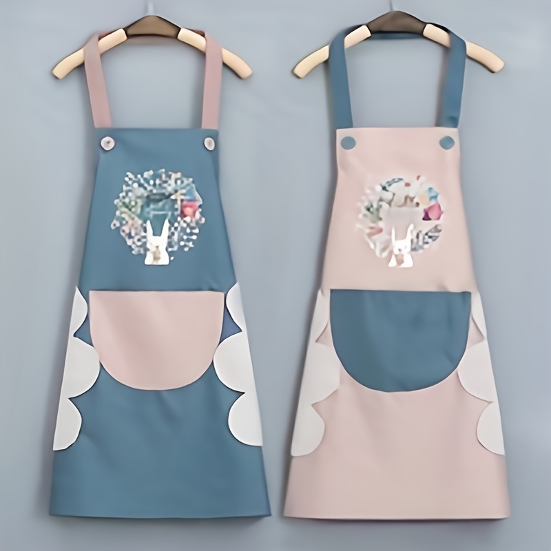 

2 Pieces Of Waterproof And Oil-resistant Pvc Apron, Kitchen Apron With Pockets, Household And Cleaning Use, Polyester Backing And Hand Wiping Function