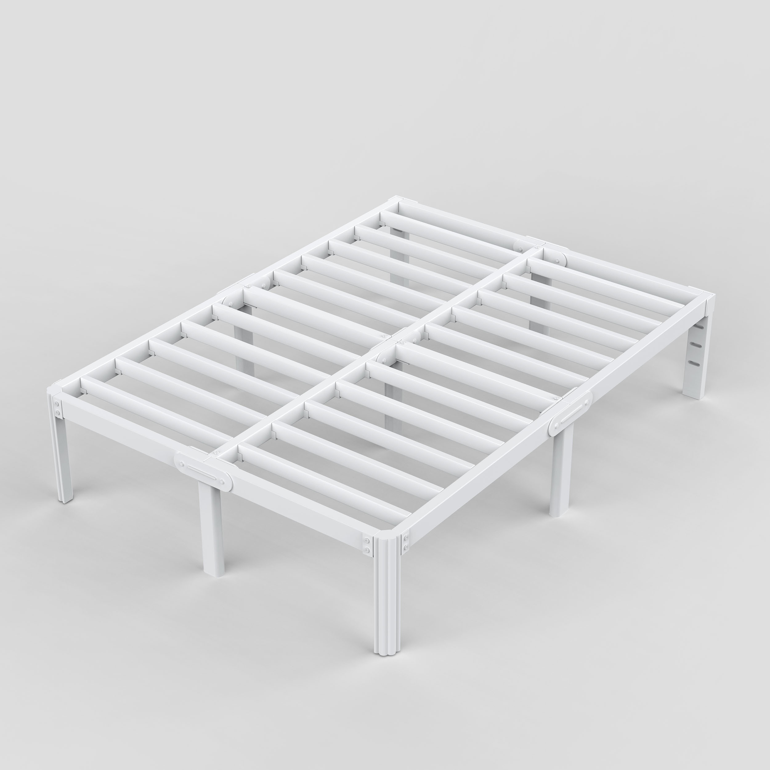 

14 Inch White Queen Bed Frame, Metal Bed Frame Queen Size Platform With Round Corner Leg, No Squeak Queen Bedframe With Storage, No Box Spring Needed, Heavy Duty, Easy Assembly