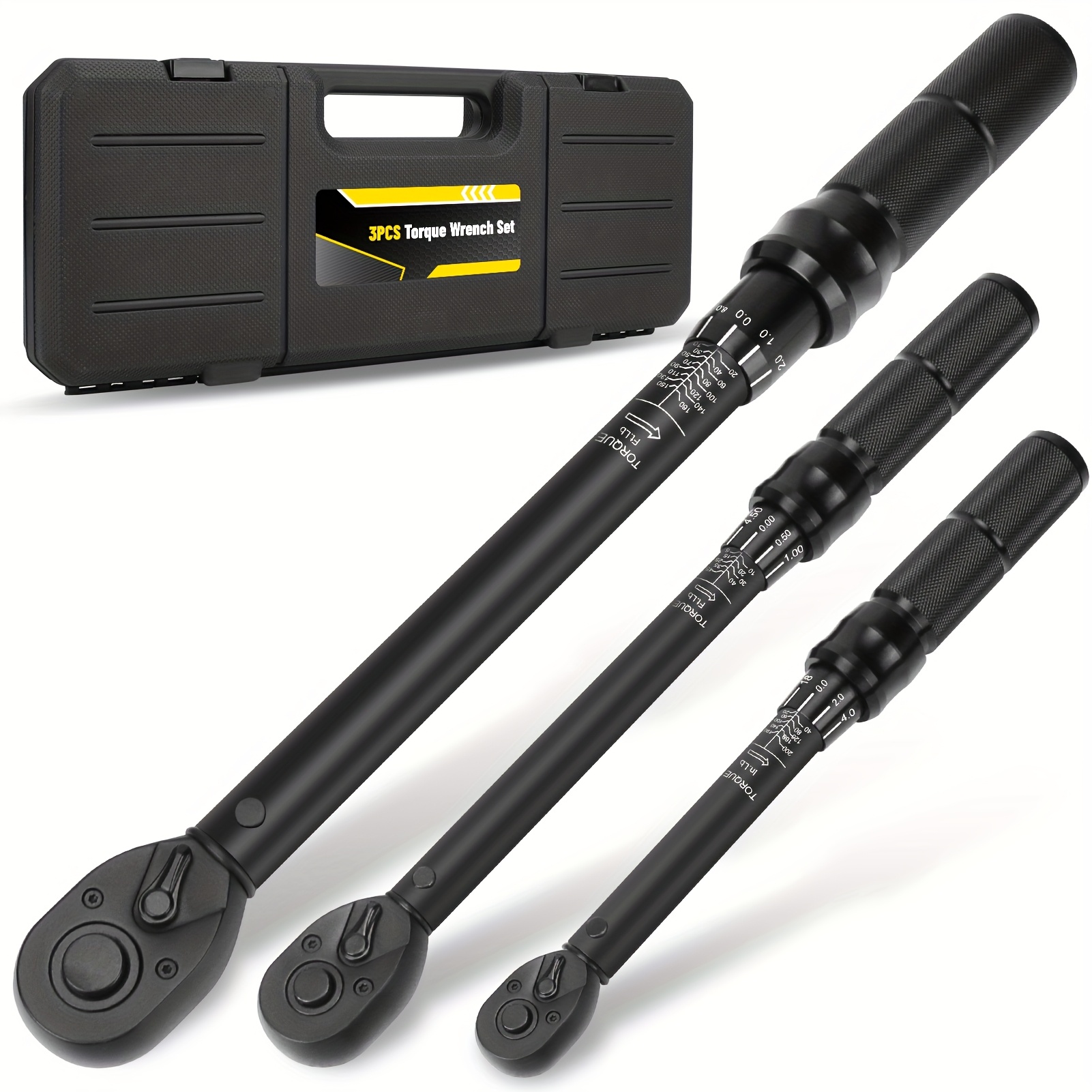 3pcs Torque Wrench Set | Dual-Direction Adjustable Torque Wrench Dual-Scales 1/4& 3/8 & 1/2-Inch 3