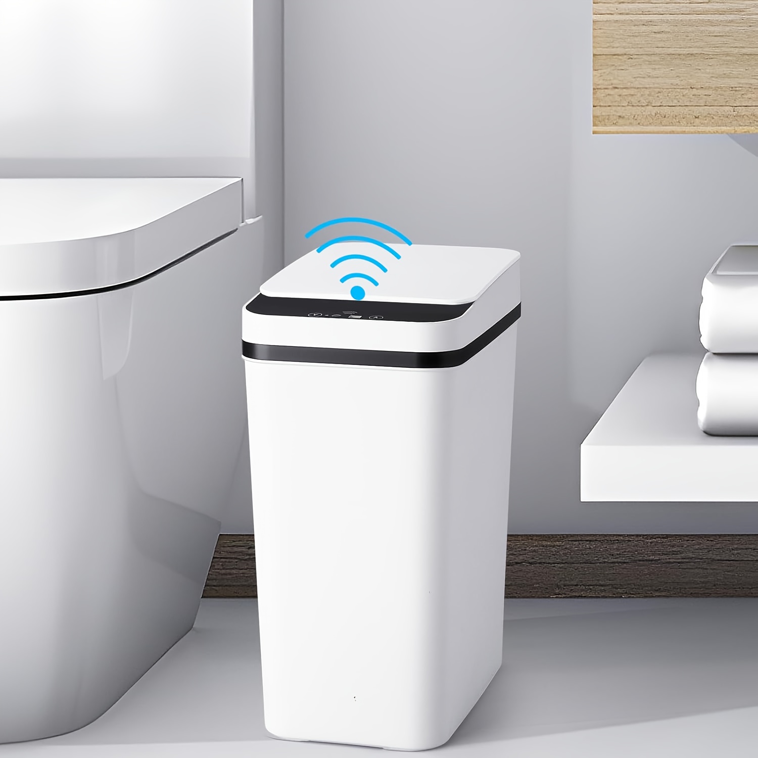 TEMU 2/1pc Sensor Trash Cans, 3.7-gallon And 2.8-gallon Bathroom Trash Cans With Automatic Switches, Narrow Slit Trash Can With Lid Sealed Against